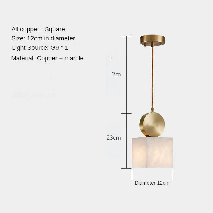 suspension en marbre et cuivre design minimaliste pour intérieur moderne