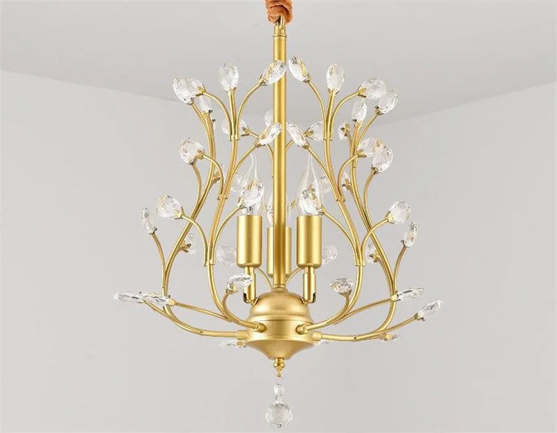 lustre vintage en cristal à quatre branches pour éclairage élégant