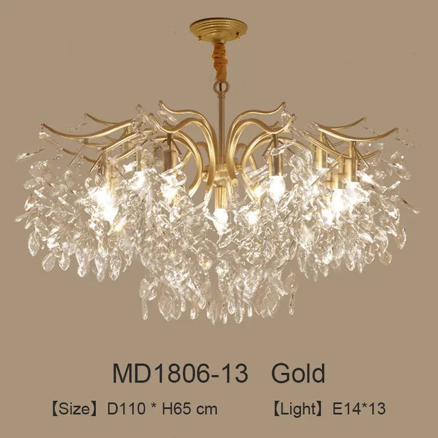 lustre nordique led en cristal de luxe décoration