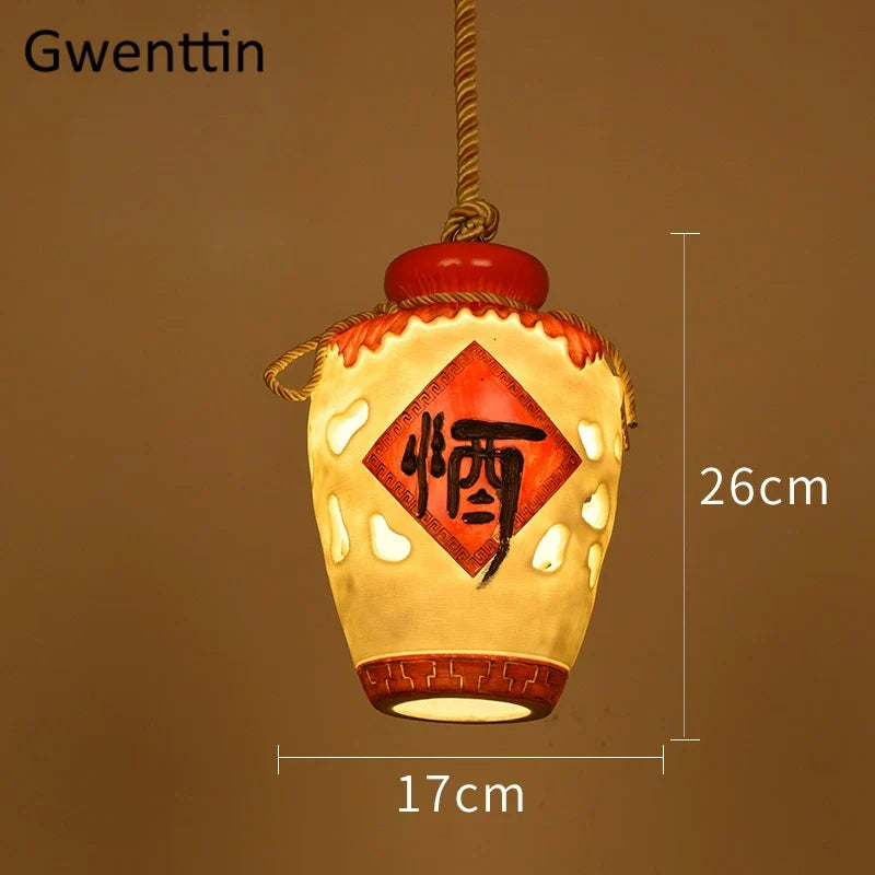 suspension pot à vin style chinois pour décoration intérieure