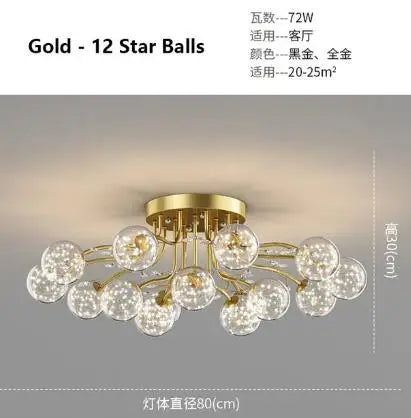 lustre à led en verre bulles design moderne et élégant