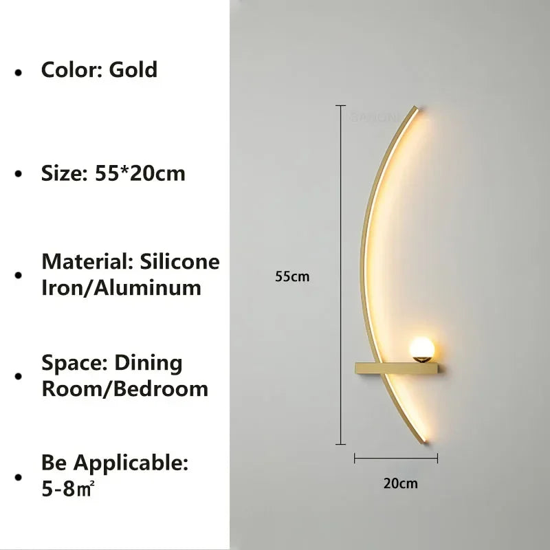 applique murale led nordique rayée pour décoration intérieure
