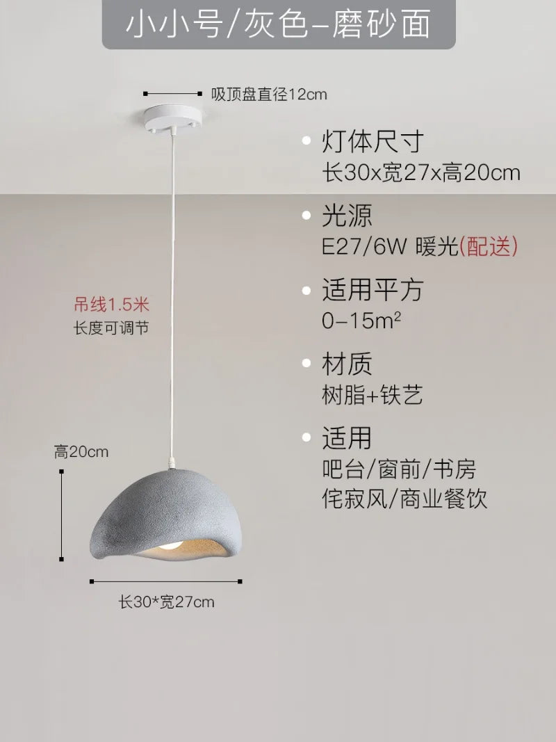 suspension led wabi-sabi nordique en résine pour café loft