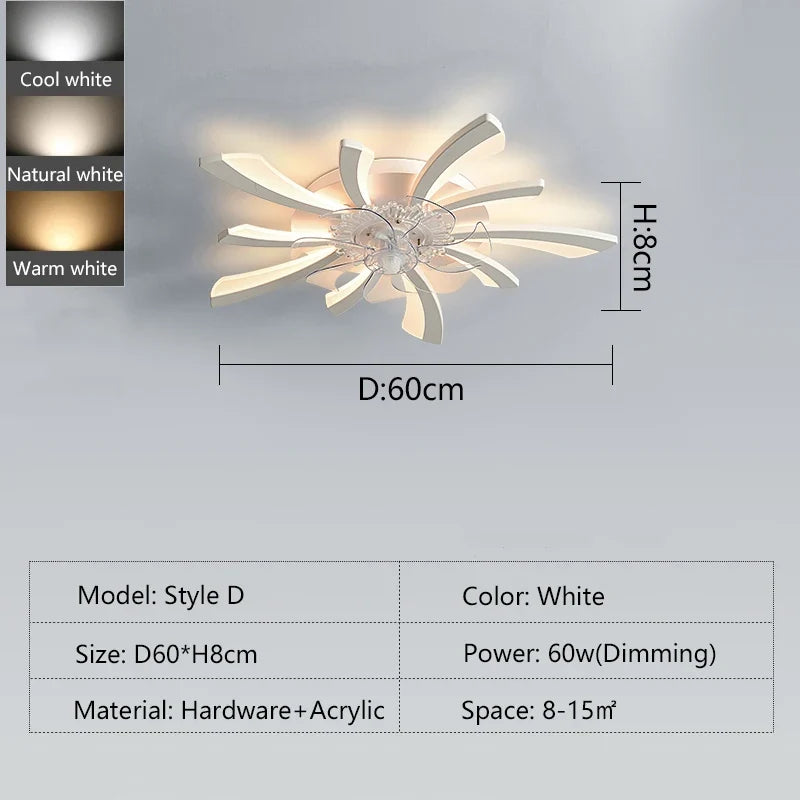 Busmos Fan LED Pendant Lamp Modern LED Pendant Lamp For Living Room, Bedroom, Studio Fan LED Pendant Lamp Dimmable White