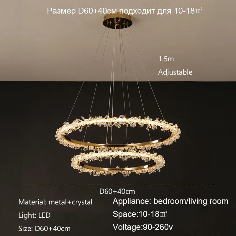 lustre nordique de luxe en cristal pour décoration moderne