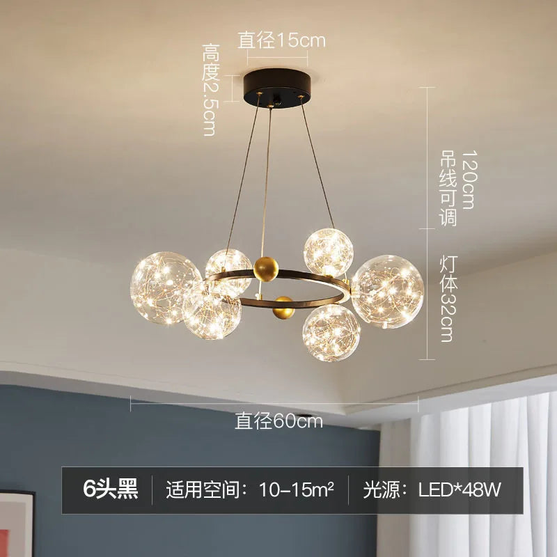 lustre led ciel étoilé nordique boule de verre intensité variable