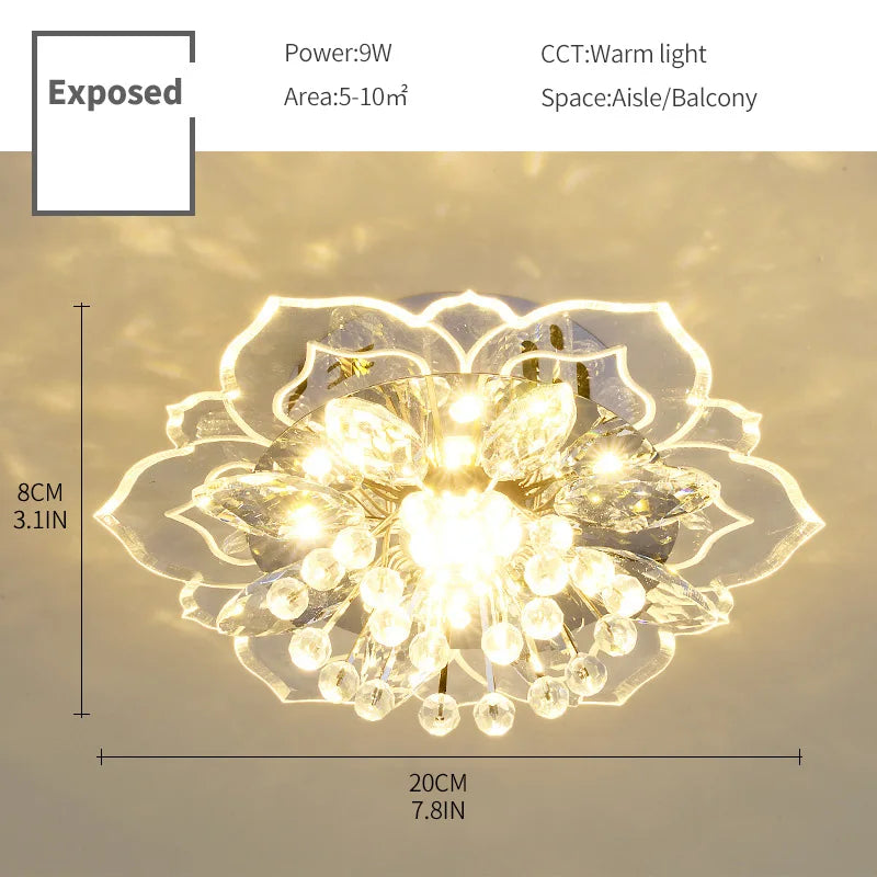 plafonnier led en cristal de luxe pour décoration balcon