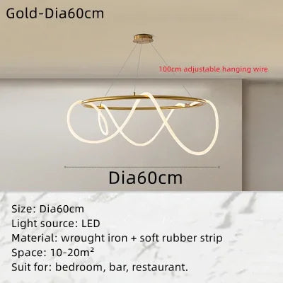 Nordic Modern Round Ceiling Chandelier For Living Room Restaurant Bedroom Hotel Home Decor Hanging Led Lamp Lustre Lighting