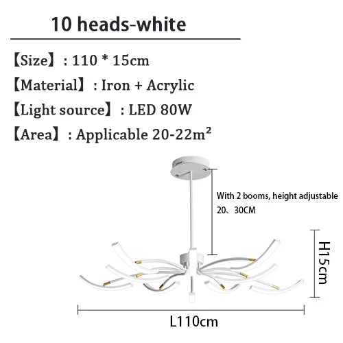 Black Chandelier Iron Dimmable Lamp Design, Suitable For Bedrooms, Living Rooms, Dining Rooms, Kitchens, Adjustable Chandeliers