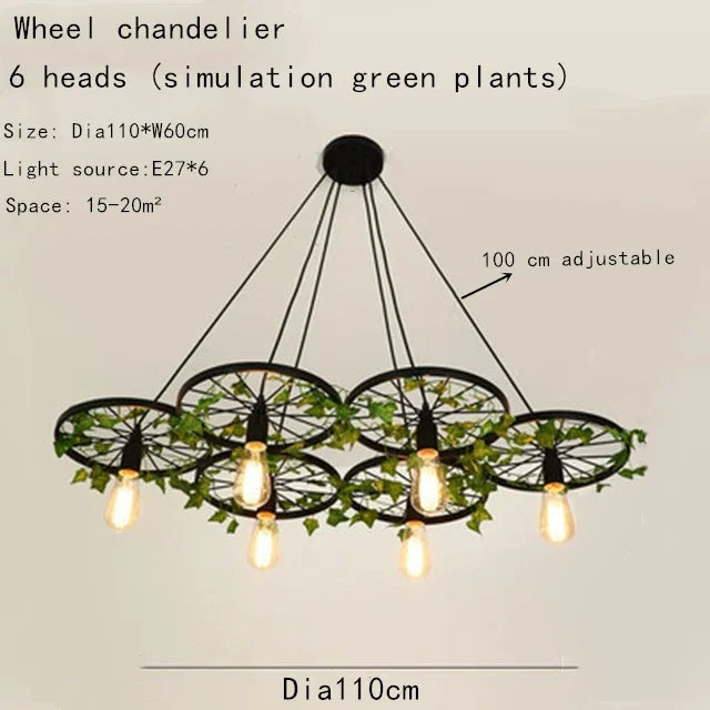 lustre à roues en fleurs de cerisier à têtes multiples pour espaces commerciaux