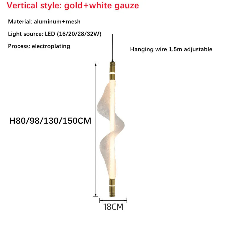 Lustre LED design italien créatif longue bande luminaire
