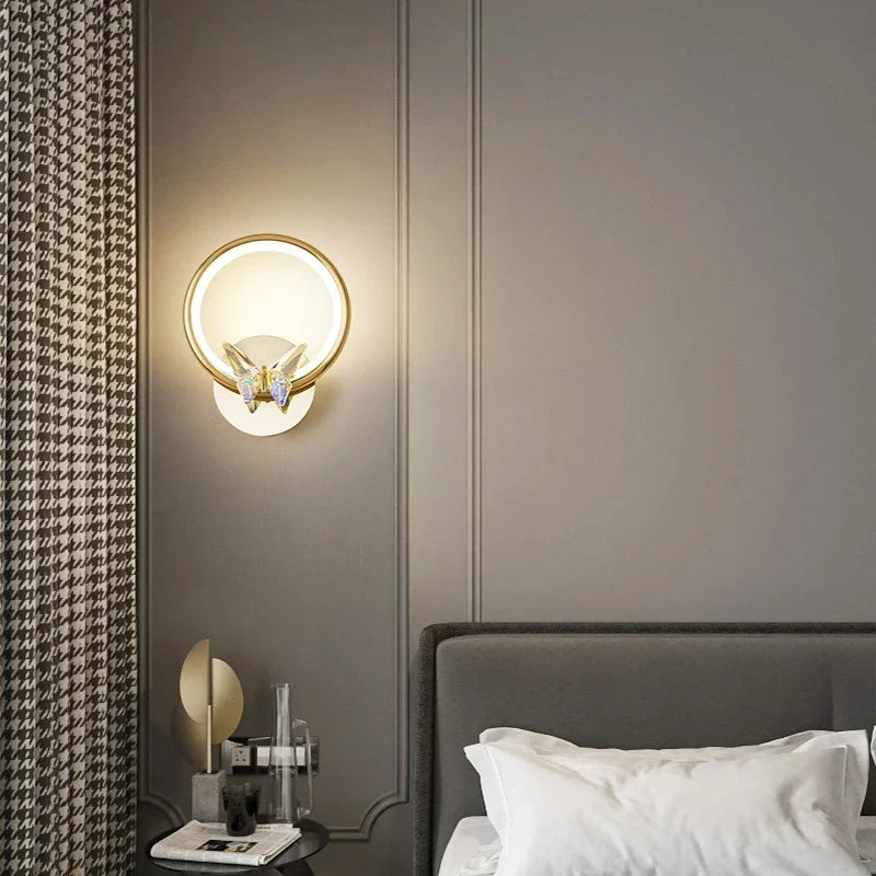 applique murale led papillon en cristal montage en surface