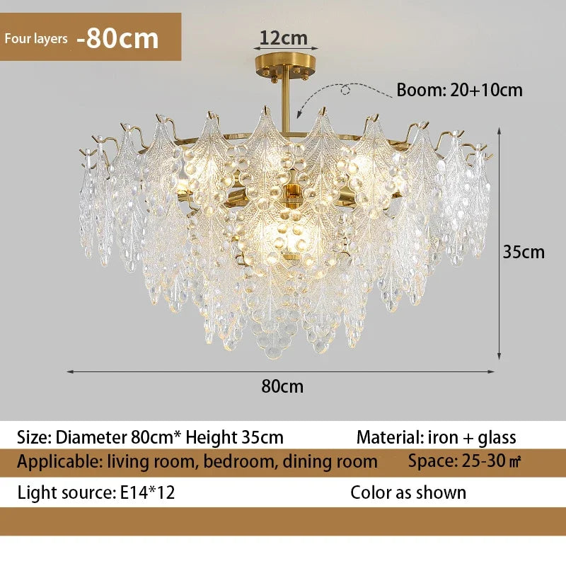 lustre en verre de luxe pour décoration intérieure romantique