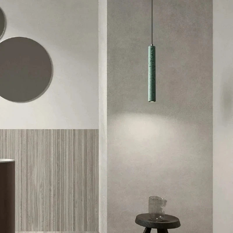 Suspension Terrazzo Bar Ciment Minimaliste Salle à manger Chambre Chevet Longue Bande Style Industriel Lampes À Tête Unique