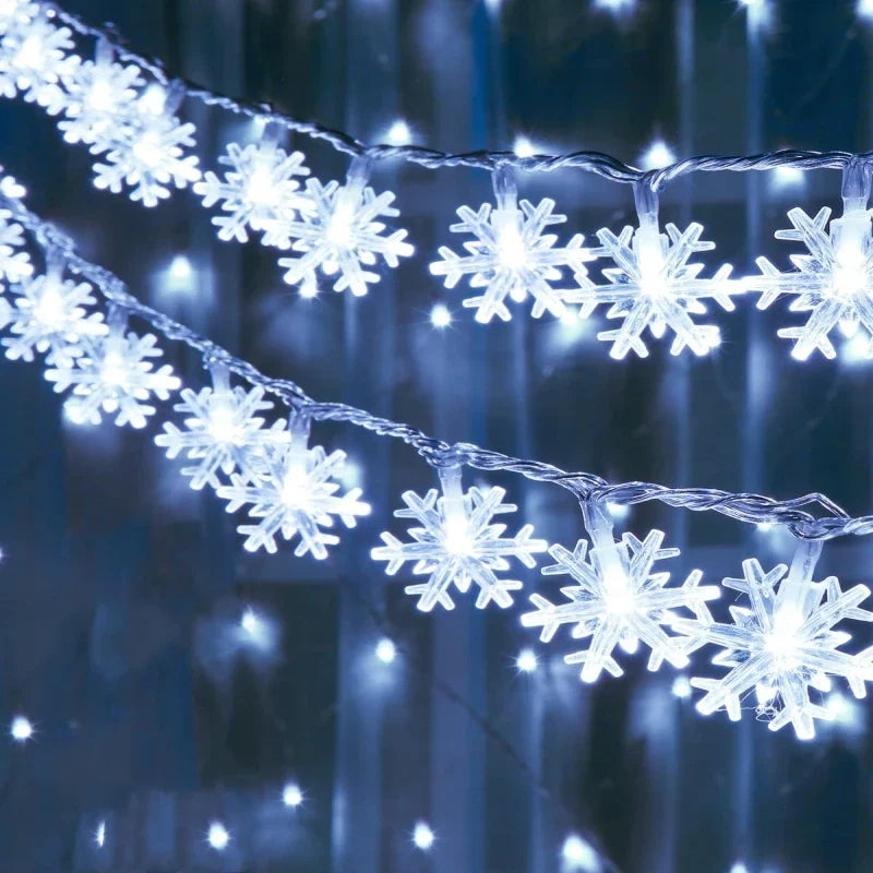guirlande lumineuse de noël à led flocons de neige décorations festives