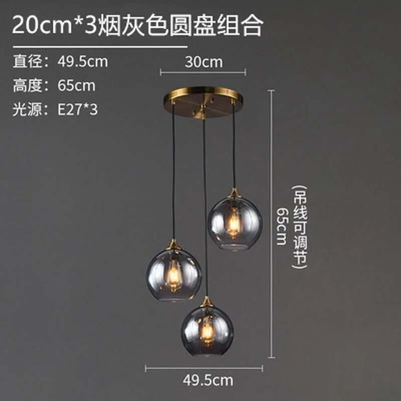 lustre nordique en verre fumé suspension simple luxe