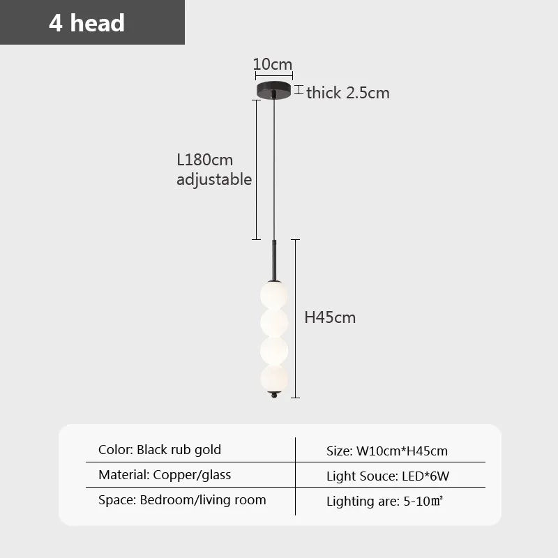 Suspension en verre nordique LED cuivre vent gourde 3-8 tête chevet suspendu décor lampe pour étude chambre salon éclairage