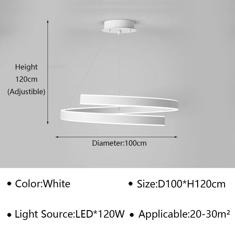 lustre moderne en spirale à LED pour décoration intérieure