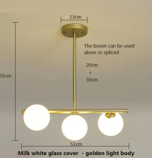 Lustre design boules de verre horizontales