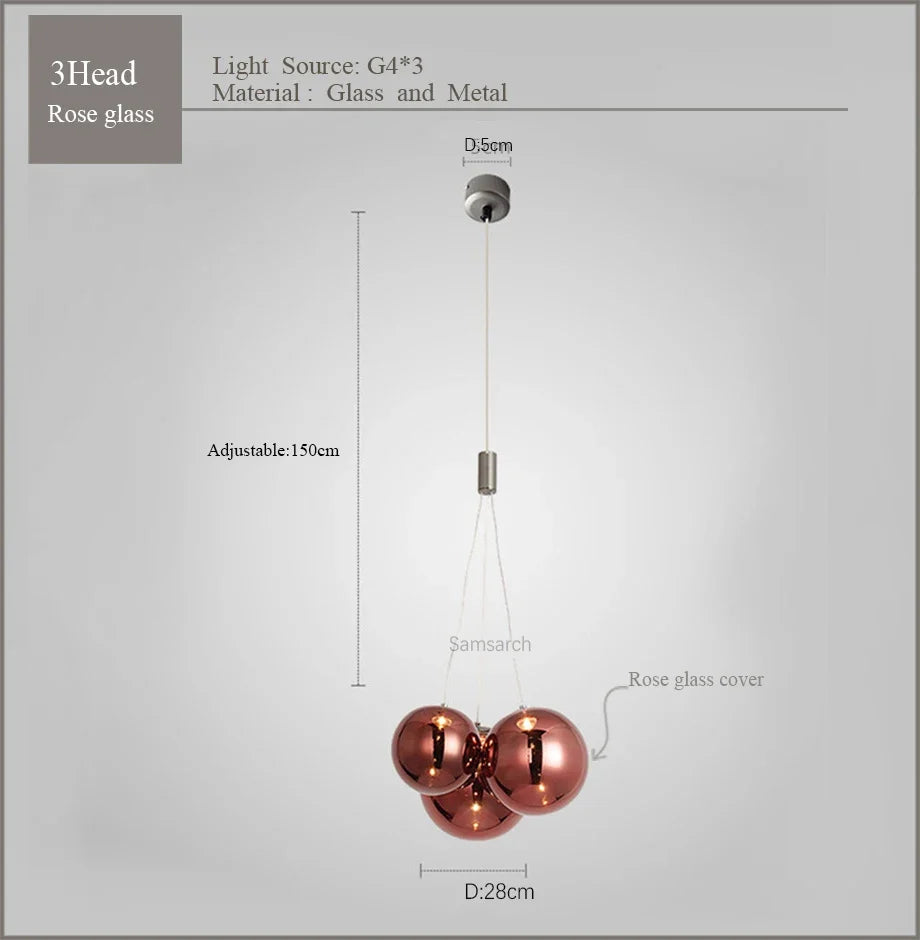 2024Modern glass LED droplight Nordic style kitchen bedroom living room dining table display room lighting lamps and lanterns