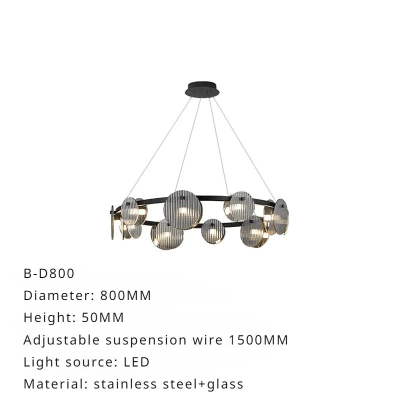 lustre sandyha moderne minimaliste abat-jour verre led suspendu