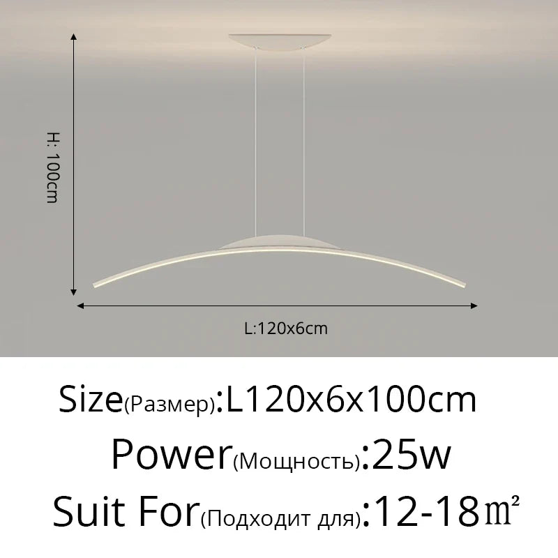 Lustre long led minimaliste avec hauteur réglable