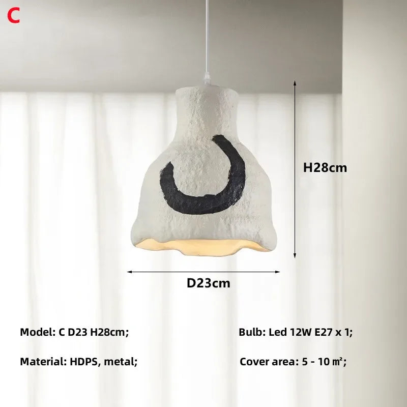 Nordic Wabi Sabi E27 Restaurant Pendant Chandeliers Lustre Living Room Lighting Designer Modern Cafe Bar LED Decor Hanging Lamps
