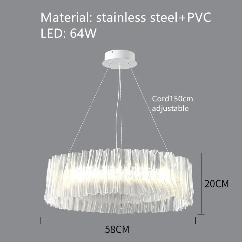 suspension design en pvc et acier inoxydable pour espaces intérieurs