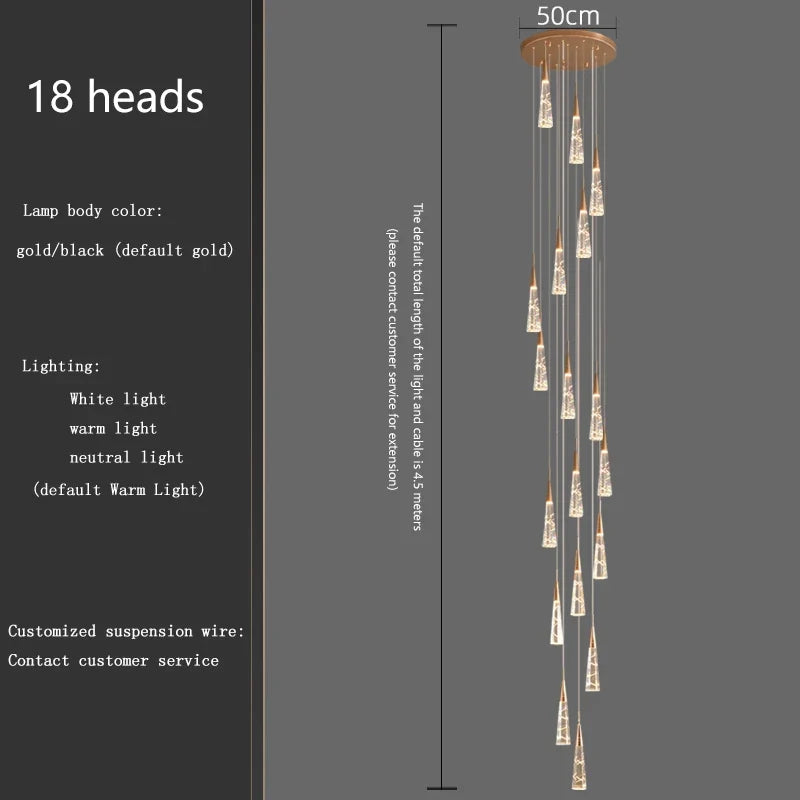 lustre moderne suspendu à branches avec longue ligne à led