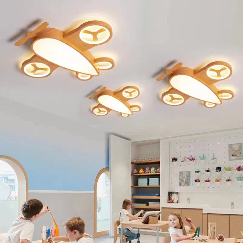 plafonnier led avion design nordique pour chambre enfant