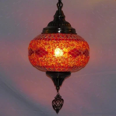 suspension vintage en verre teinté style bohème fait main en turquie
