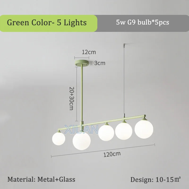 Pastoral Dining Table Pendant Lamps Long Hanging Light for Living Room Kitchen Restaurant Chandelier Fixtures Milky White Glass