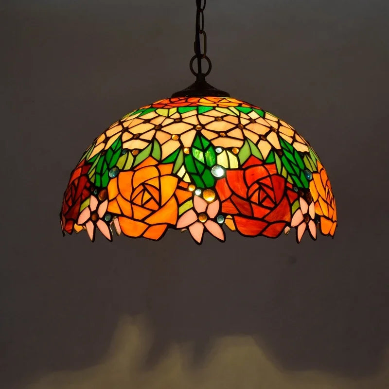 Lustre en verre coloré Tiffany rétro européen