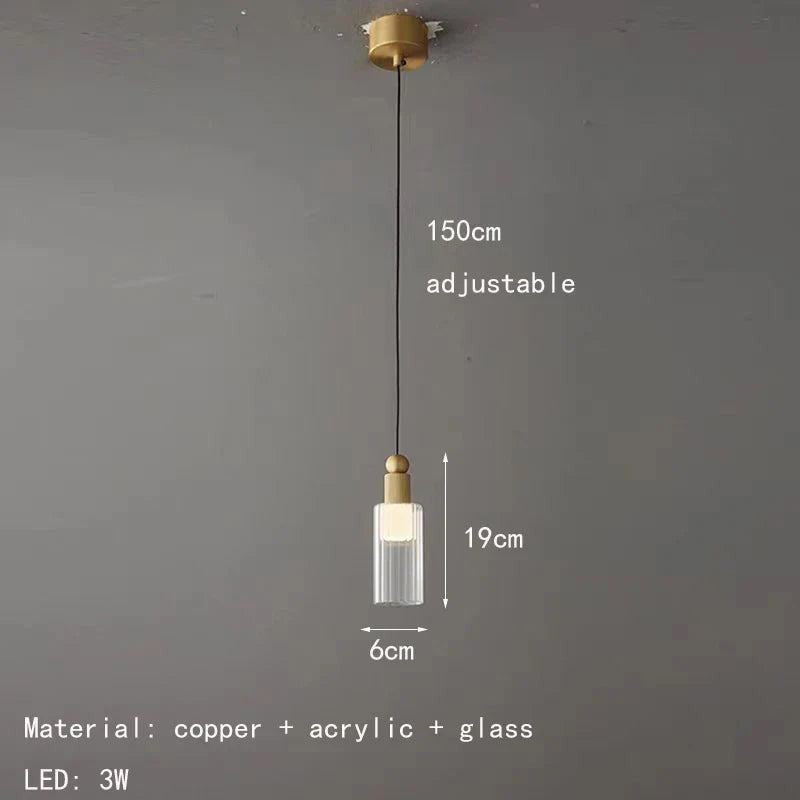 suspension moderne en verre et cuivre avec 3 cordons interchangeables