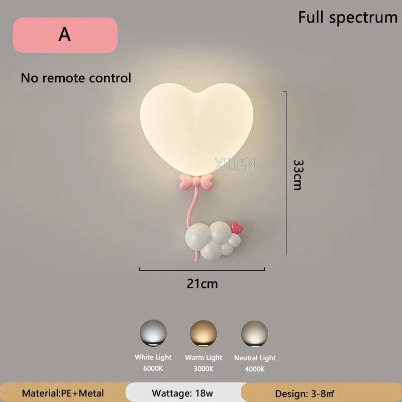 applique murale led romantique couronne coeur nuage pour enfants