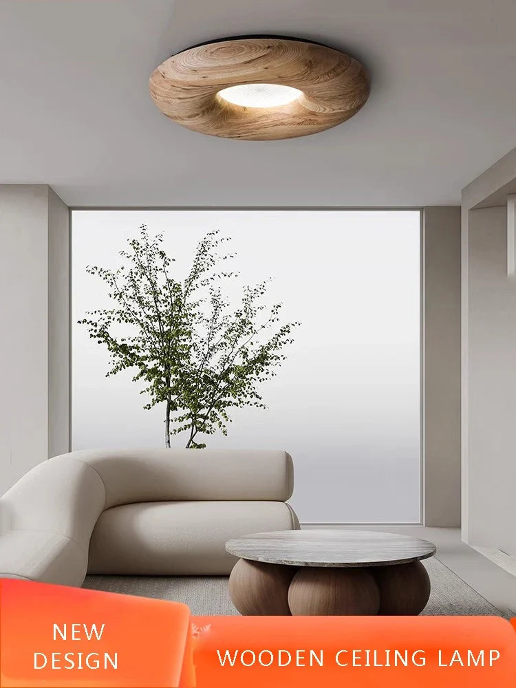 plafonnier led design rétro moderne en bois foncé grand lustre