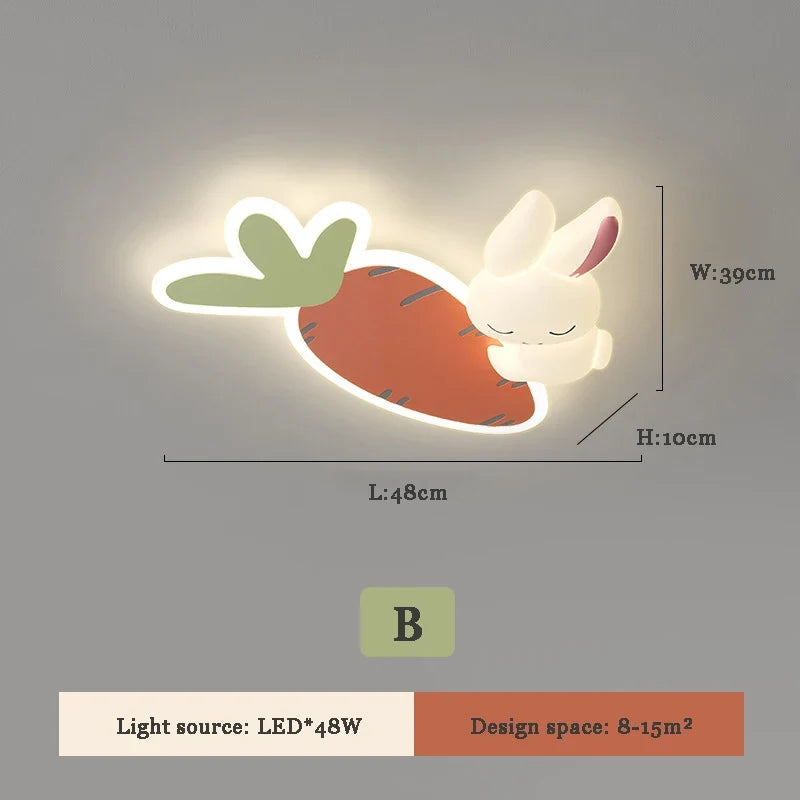 Mignon enfants chambre plafonniers LED blanc lapin lumière Simple dessin animé princesse chambre petite fille chambre décor plafonniers