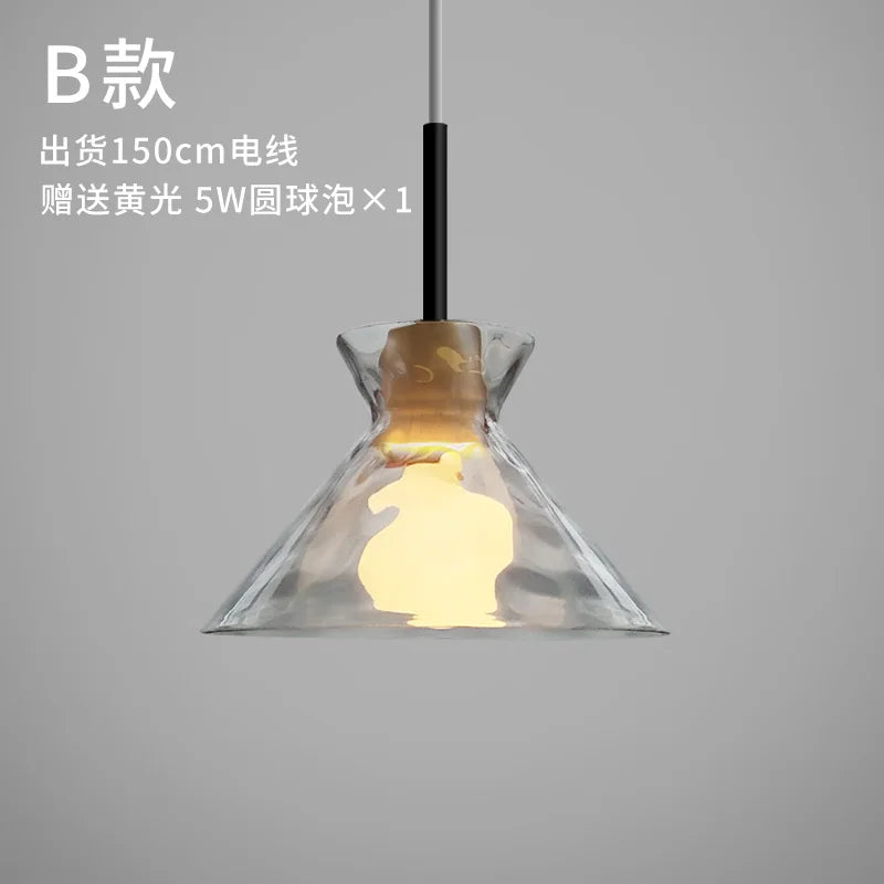 lampe suspension led japonaise bois verre décor luminaire