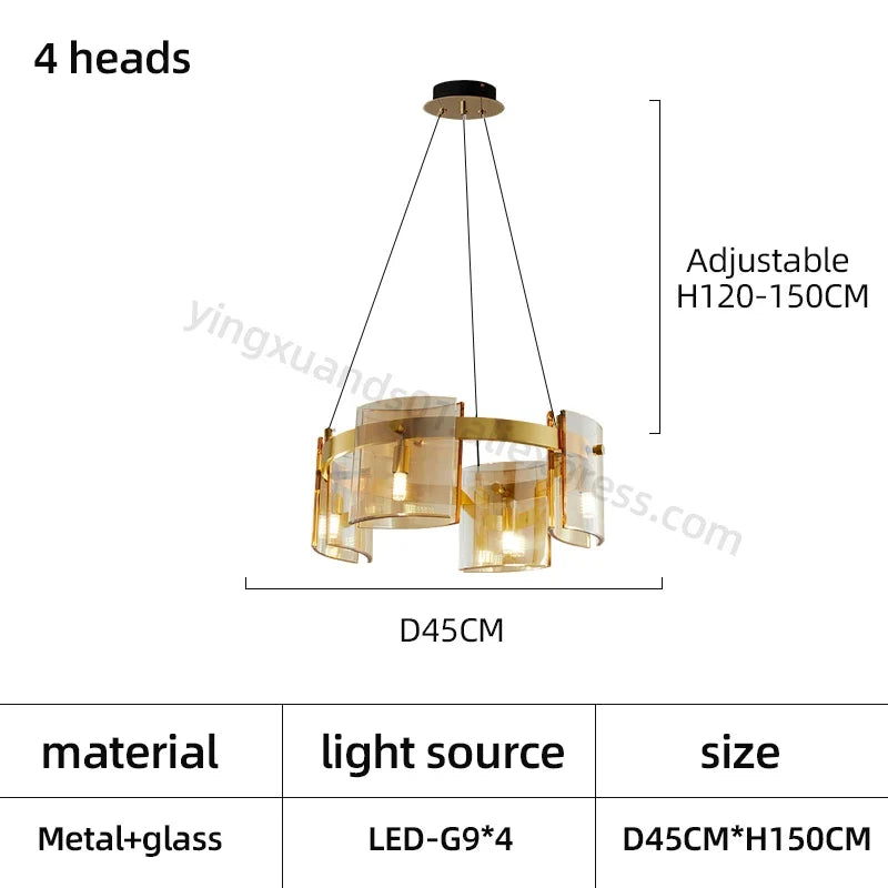 lustre moderne en verre pour éclairage design élégant