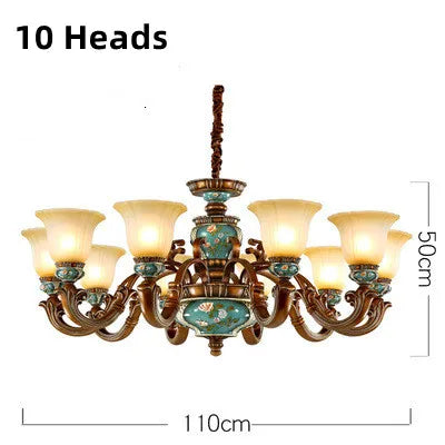 lustre vintage européen en verre résine avec fleurs sculptées