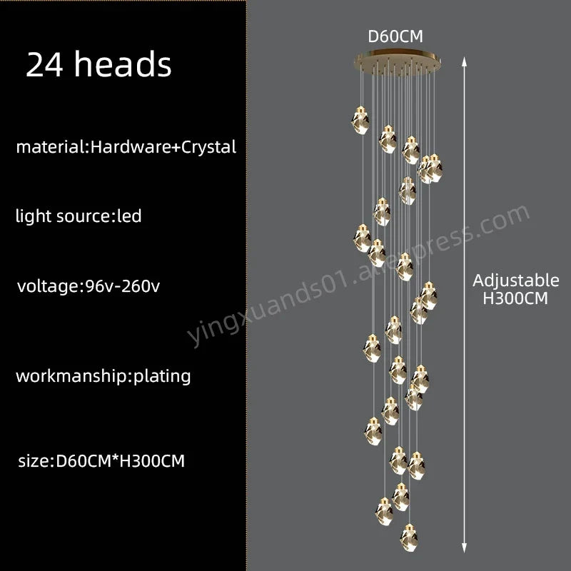 lustre en cristal nordique style loft pour intérieur moderne