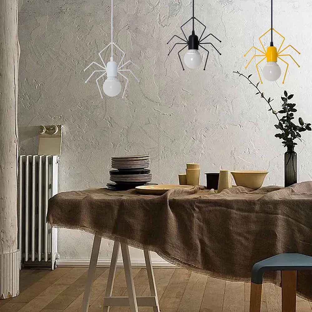 Suspension rétro nordiques petit fer homme araignée lampe suspendue lumière d'escalade LED pour Loft chambre d'enfants café Bar