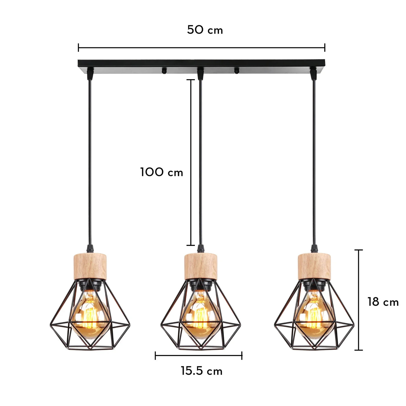 suspension vintage en bois industriel luminaire led suspendu