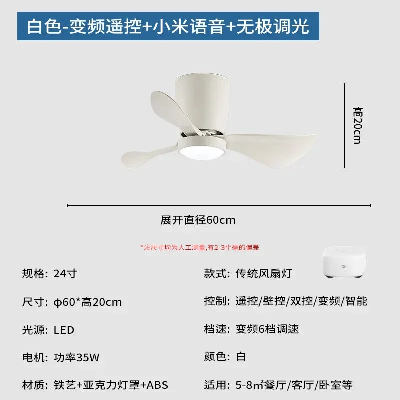 plafonnier ventilateur à conversion de fréquence style nordique simple