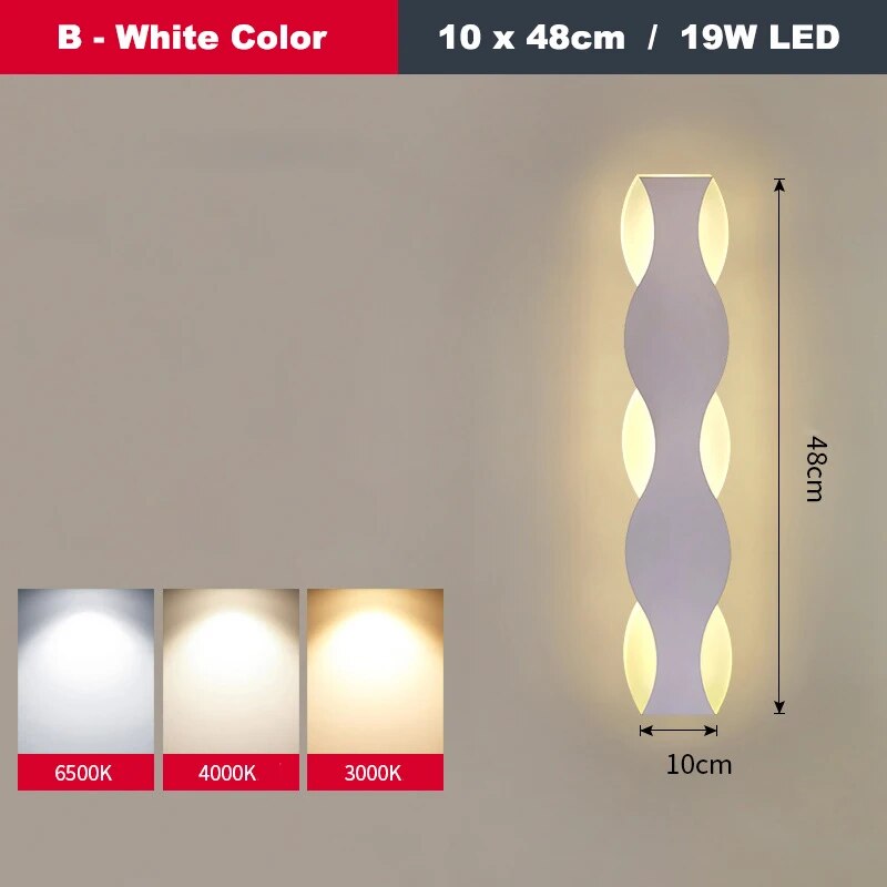 Applique murale LED moderne en forme de vague pour couloir intérieur