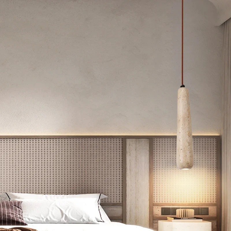 lustre suspendu led rétro avec pierre naturelle vintage