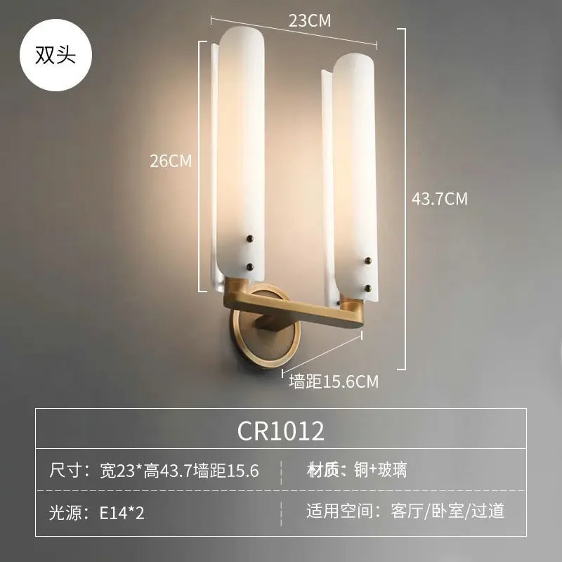 applique murale rétro en cuivre et verre de luxe décorative pour intérieur