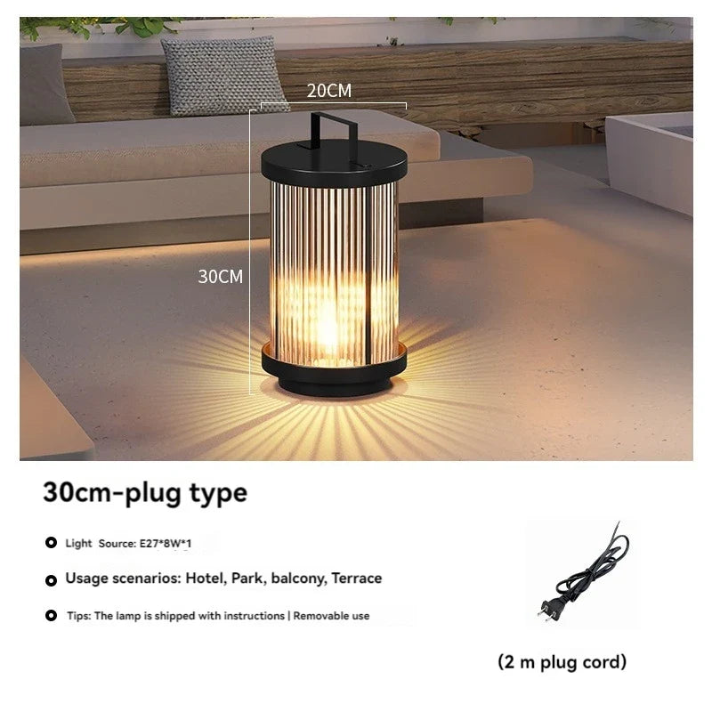 lampadaire solaire extérieur étanche en verre pour jardin