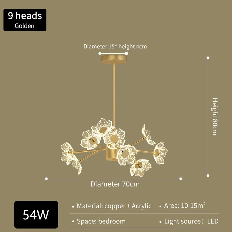 lustre moderne en fleurs pour décoration intérieure élégante