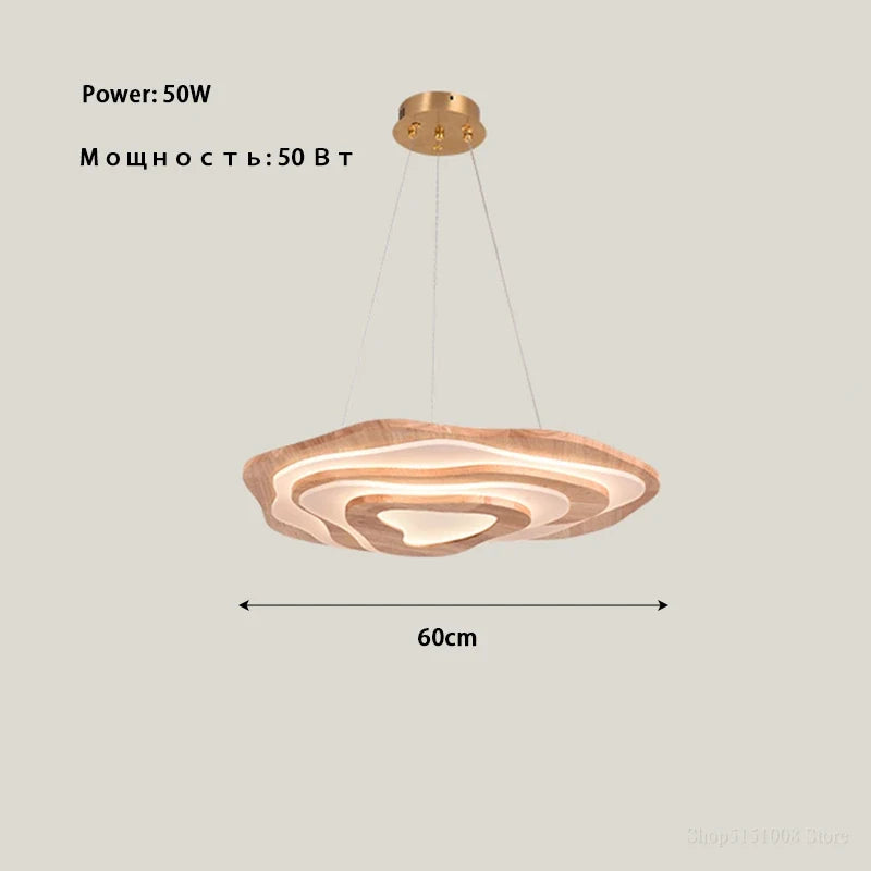 Plafonnier Chinois Zen en bois nuage acrylique LED